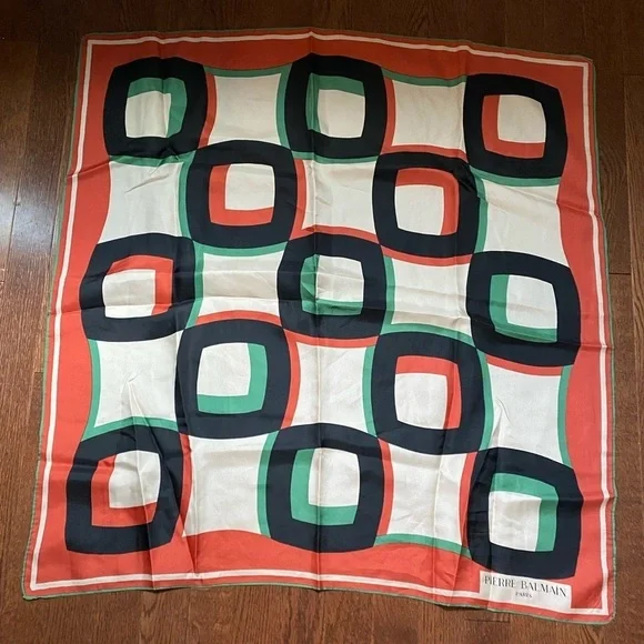 AUTHENTIC very large Pierre Balmain Paris silk scarf with hand rolled edges - Picture 2 of 5